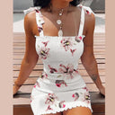 Floral Lace-Trimmed Women's Short Dress