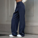 Chic High-Waisted Striped Fabric Pants for Women