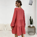 Stylish Women's Dress with Button Accents and Flowy Skirt