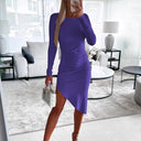 Contemporary Women’s Long Sleeve Asymmetrical Dress with Ruffle Detailing