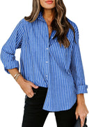 Women's Striped Blouse with Classic Collar Style