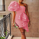 Asymmetrical Ruffle Women's Cocktail Dress