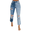 Women's High-Waist Distressed Jeans