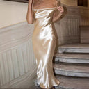 Chic Satin Maxi Dress with Slim Straps