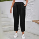 Ladies Stylish Leisure Pants with Elastic Waist and Pockets