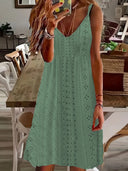 Women's V-Neck Eyelet Summer Dress