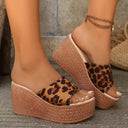 Leopard Print Women's Wedge Sandals with Soft Sole