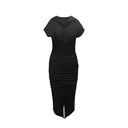 Chic Midi Dress with Slit & Pleat Design