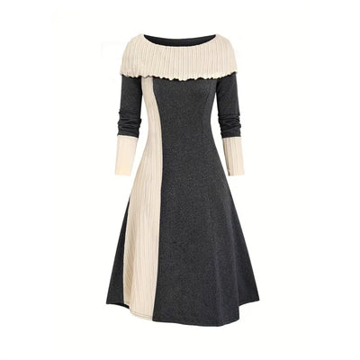 Chic Women's Asymmetrical Dress with Structured Collar