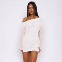 Chic Asymmetrical Sleeve Mini Dress with Ruching