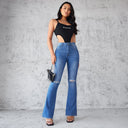 Trendy Women's Ripped Flared Jeans
