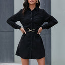 Chic Women's Shirt Dress with Belt and Button Accents