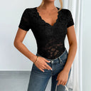 Ladies Lace V-Neck Top with Contoured Cut
