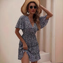 Chic Ruffled Short Dress with Wide Sleeves