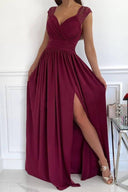 Chic Women's Evening Dress with V-Neck Ruffles