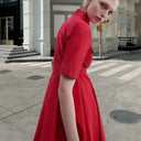 Chic Women's Fitted Belt Shirt Dress