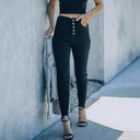 High-Waisted Women's Skinny Jeans with Button Closure