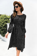 Polka Dot Women’s Dress with Stretch Waist