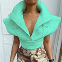 Chic Women's Cropped Blazer with Oversized Collar