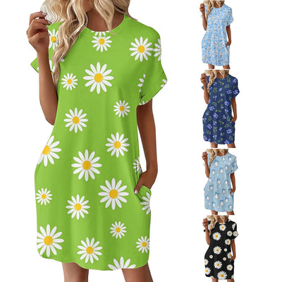 Floral Print Women's Summer Dress with Pockets