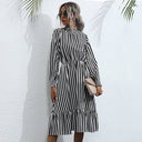 Chic Women's Puff Sleeve Dress with Ruffle Hem