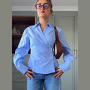 Chic Stripe Pattern Women's Wrap Blouse