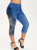 Floral Print Women's Leggings with Elastic Waist