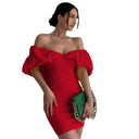 Off-Shoulder Mini Dress with Ruffled Hem for Women