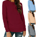 High-Quality Cotton Women's Long Sleeve Tee with Round Neck