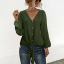 Textured Women's Blouse with Charming Ruffle Accents