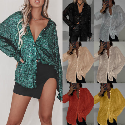 Shimmering Oversized Women's Blouse Top
