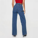 High-Waist Wide Leg Jeans with Chic Waist Design