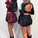 Women's Long Sleeve Ruffle Dress with Elastic Waist