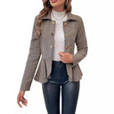 Women's Stylish Asymmetrical Blazer Jacket with Unique Button Accents