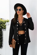 Contemporary Women's Blazer with Chic Button Accents