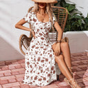 Square Neck Maxi Dress with Ruffle Accents