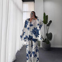 Floral Print Women's Blouse Ensemble