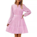 Stylish Women's Blouse Dress with Unique Cutwork and Statement Sleeves