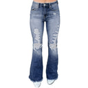 Distressed Women's Flared Jeans for Trendy Style