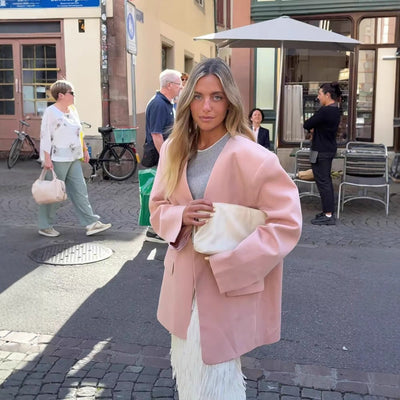 Chic V-Neck Oversized Blazer for Women with Pockets