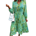 Chic Women's Long Sleeve Shirt Dress with Adjustable Waist