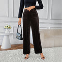Chic High-Waisted Ribbed Knit Wide-Leg Pants for Women