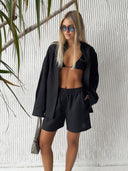 Linen Blouse and Shorts Ensemble for Women