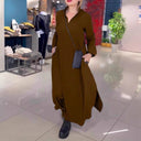 Chic Women's Shirt Dress with Flowing Design and Side Pockets
