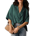 V-Neck Women's Blouse with Flowing Sleeves