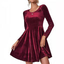 Curved Hem Velvet Dress for Women