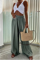 Elegant Women's Palazzo Pants with Stretch Waist and Pockets