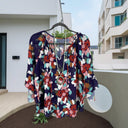 Floral Print Blouse with Ruffled Sleeves for Women