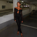Ladies Lace Deep V-Neck Bodysuit with Long Sleeves