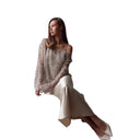 Women's Asymmetrical Mesh Blouse with Sparkling Details